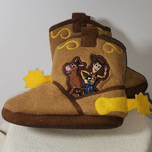 Toddler Boys Toy Story Woody Bullseye Plush Boot Slippers. Size 9/10